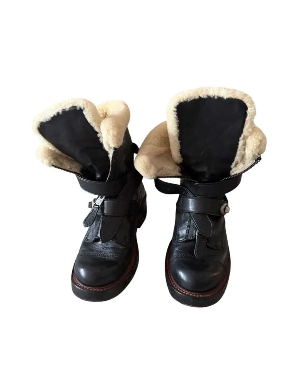 COACH Women’s Black Leather Zip Moto Boots Size 7